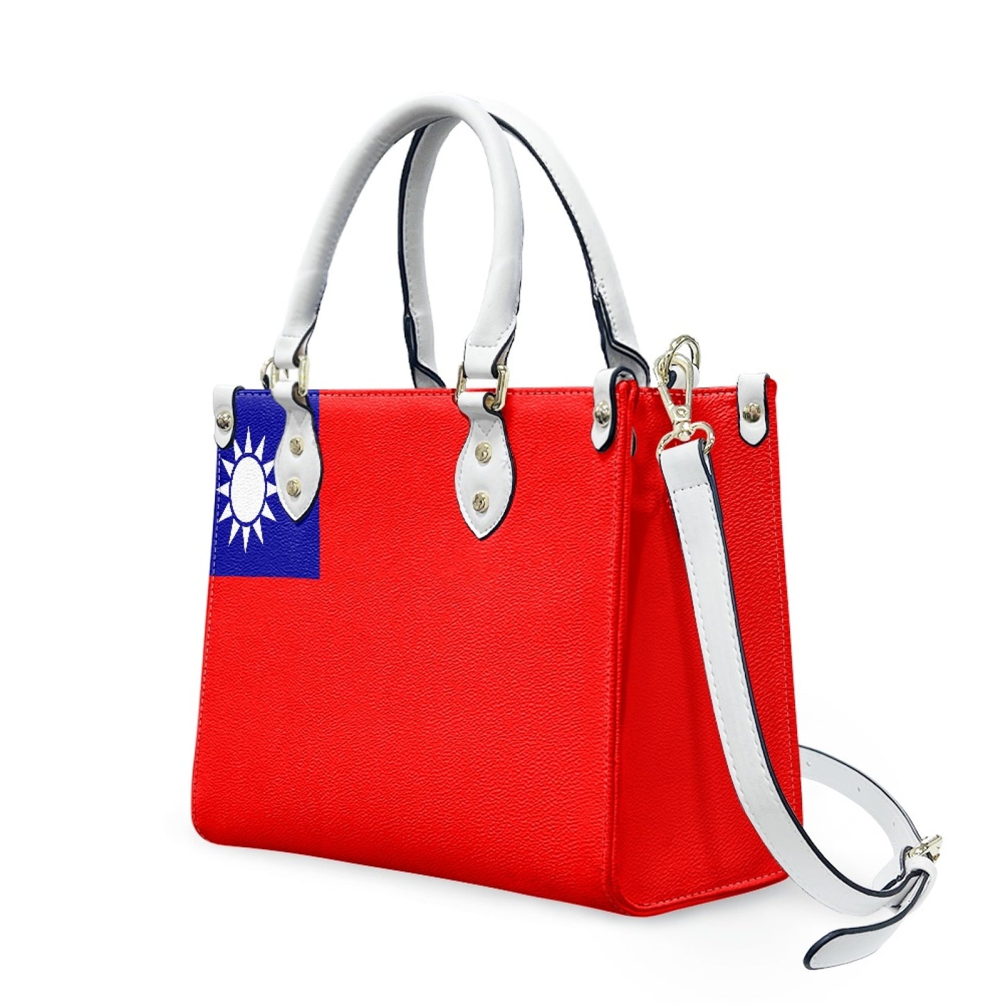 Taiwan Flag Inspired PU Handbag – Red and Bold, Grace Unfolds