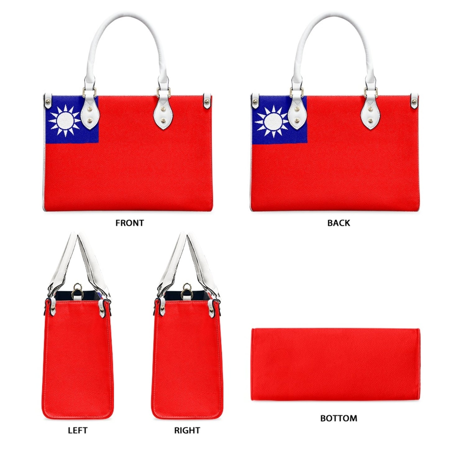 Taiwan Flag Inspired PU Handbag – Red and Bold, Grace Unfolds