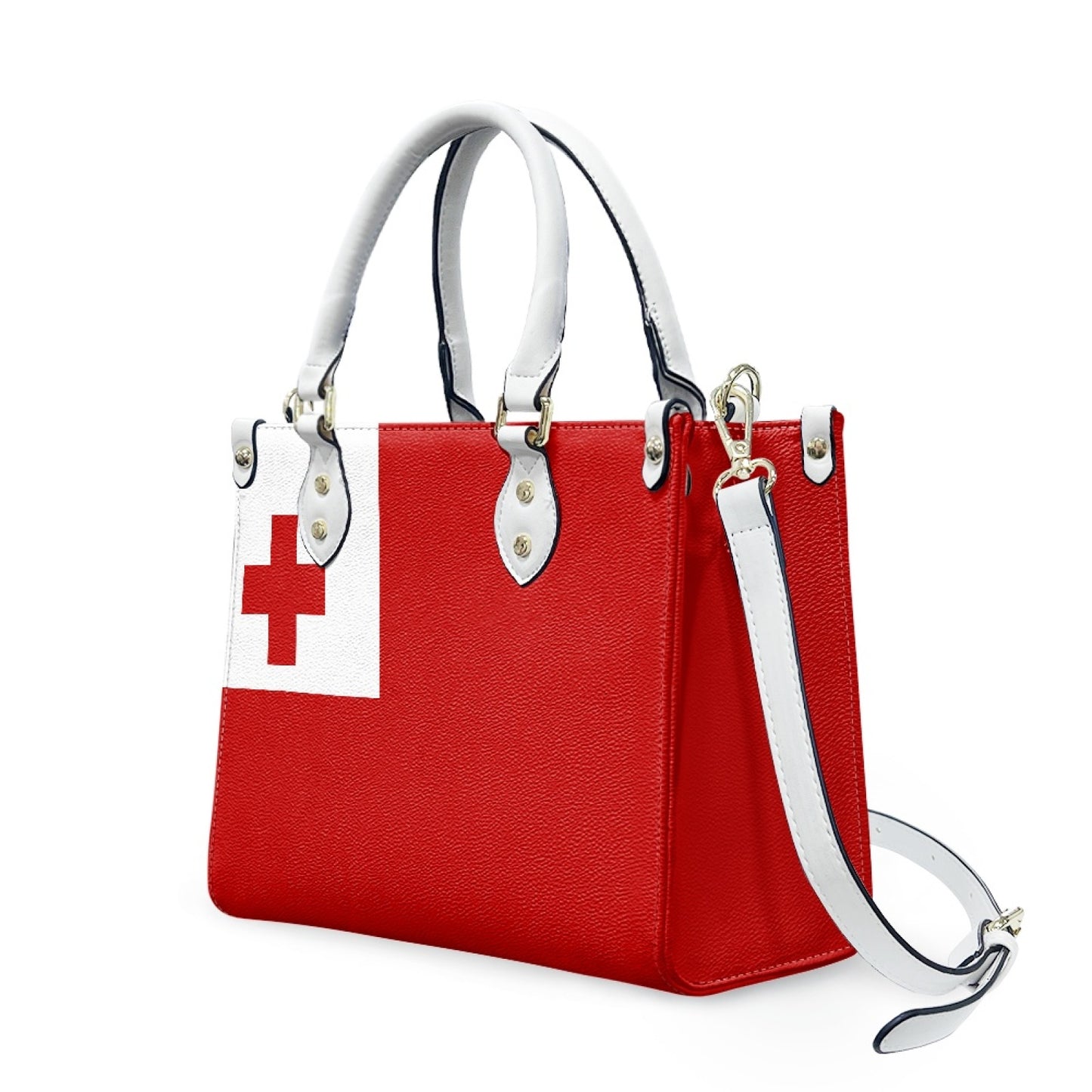 Tonga Flag Inspired PU Handbag – Red Bold Look, Island Hook