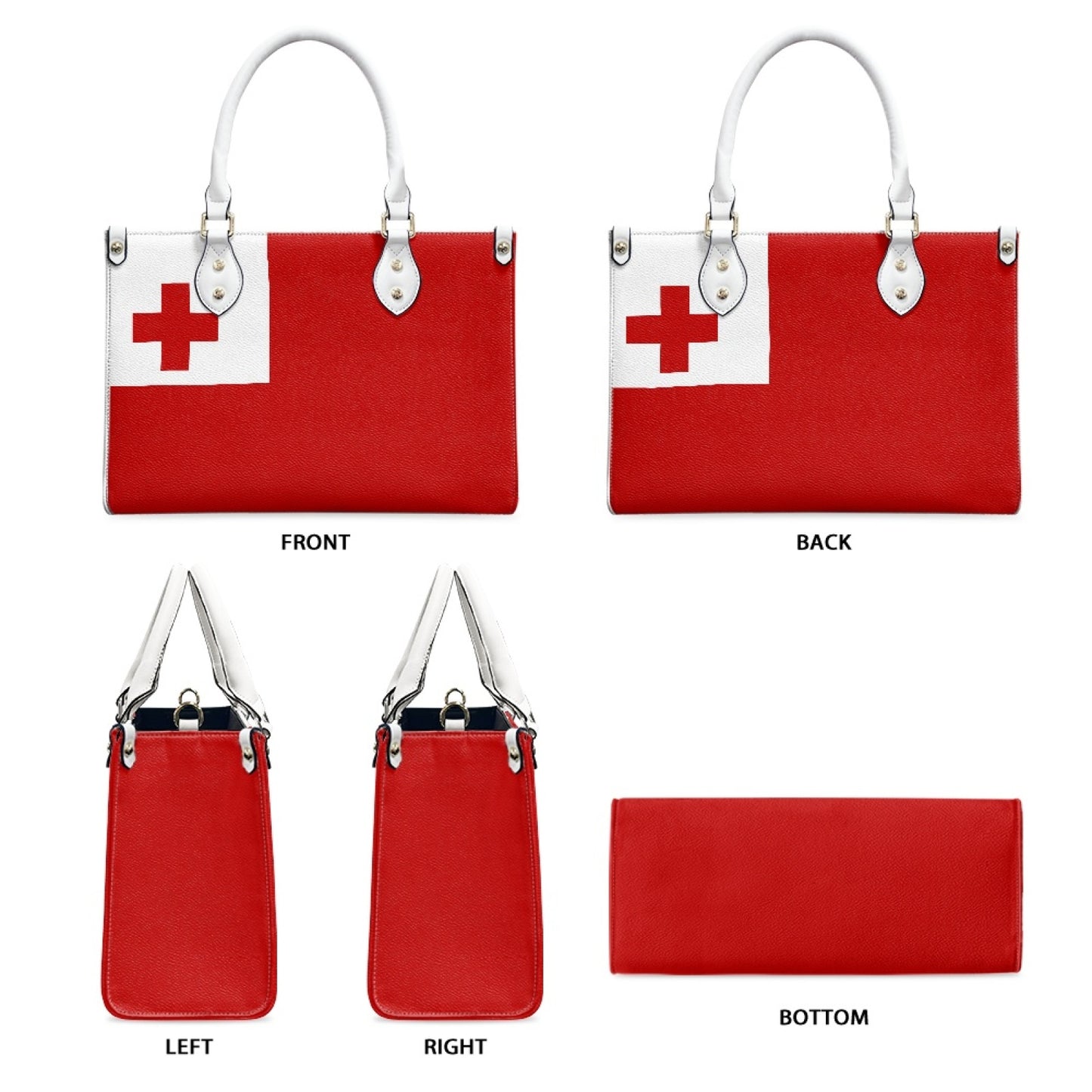 Tonga Flag Inspired PU Handbag – Red Bold Look, Island Hook