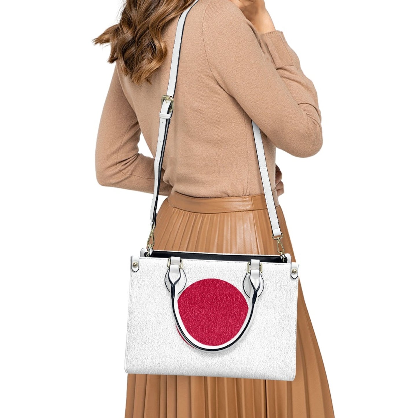Japan Flag PU Leather Handbag – Elegant Red Circle Style with Bold Minimalist Vibe - Luv My Flag