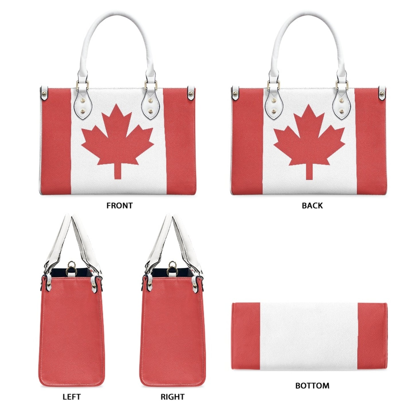 Canada Flag Inspired Womens PU Leather Handbag – Elegant Maple Leaf Shoulder Bag with Adjustable Strap and Spacious Interior - Luv My Flag