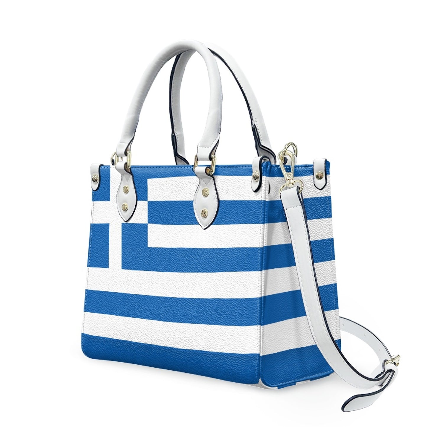 Greece Flag Handbag With Bold Blue Stripes and City Vibes - Luv My Flag