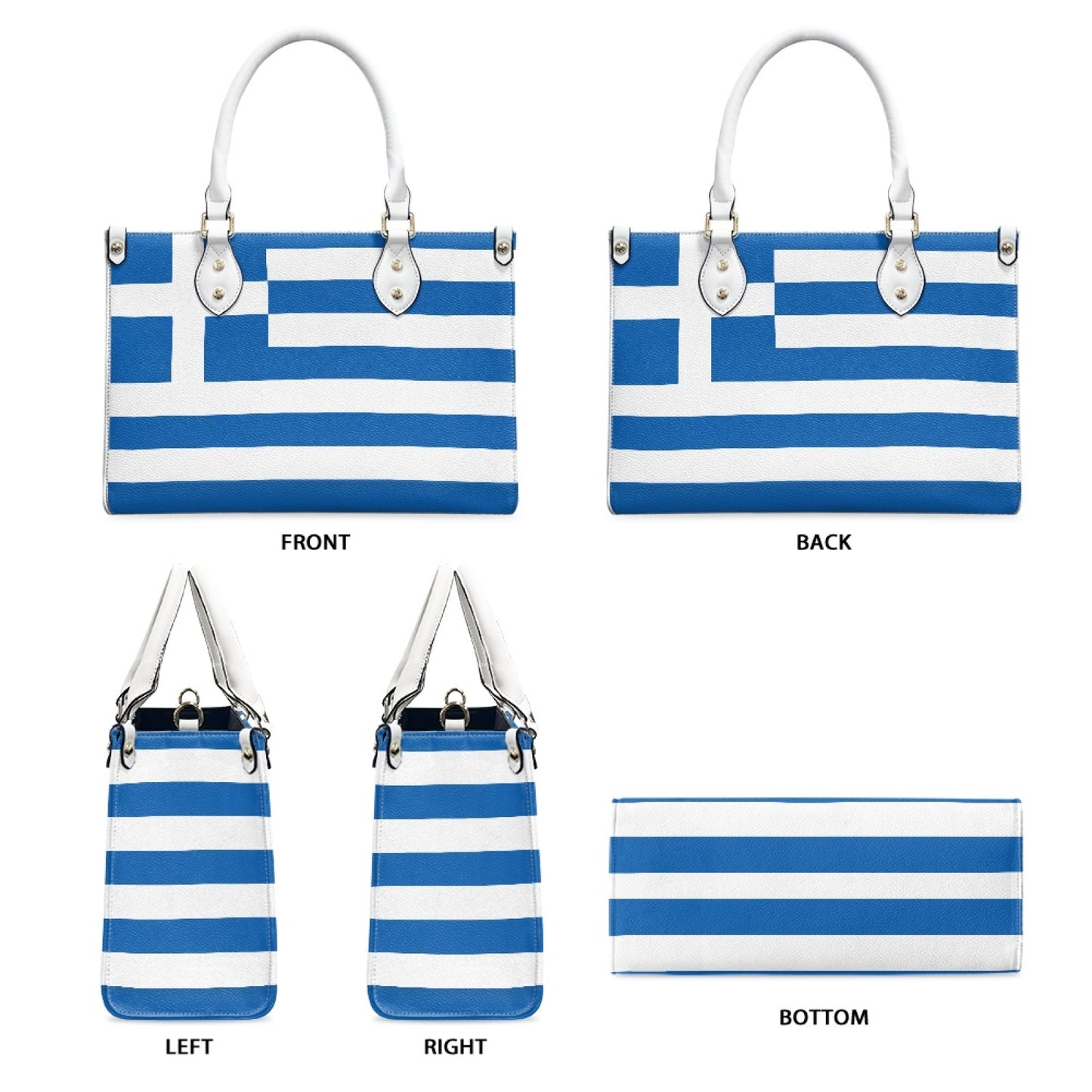 Greece Flag Handbag With Bold Blue Stripes and City Vibes - Luv My Flag