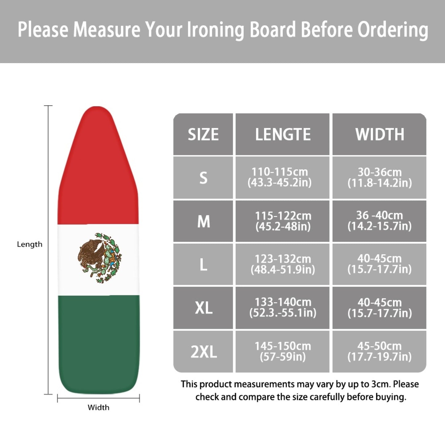 Mexico Flag Ironing Board Cover