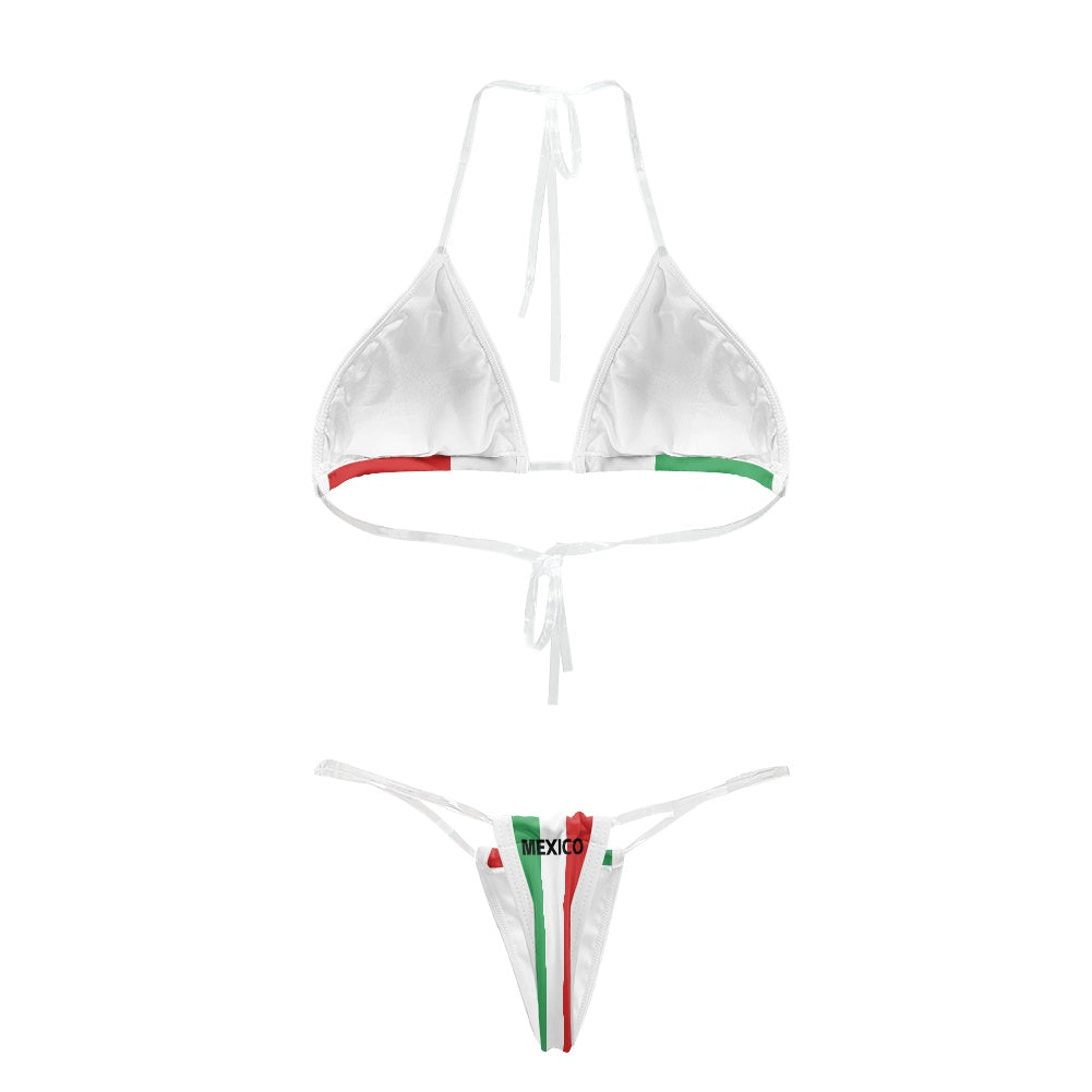 Mexico Flag Inspired Transparent String Thong Bikini