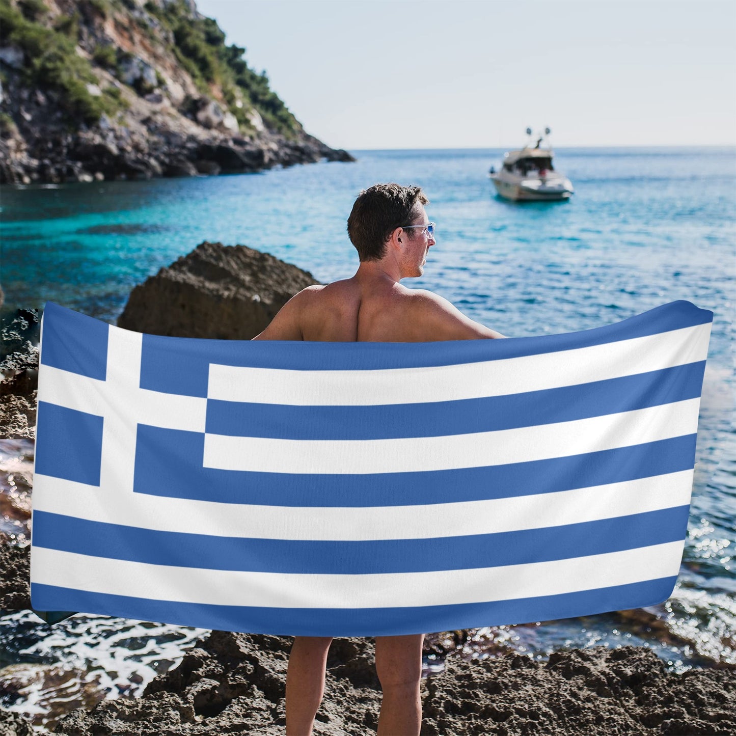 Greece Flag Beach Towel 31"x71" (Made in USA)