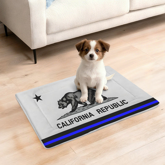 California Thin Blue Line Flag Subdued Pet Mat 25x18inch (Made in the USA)