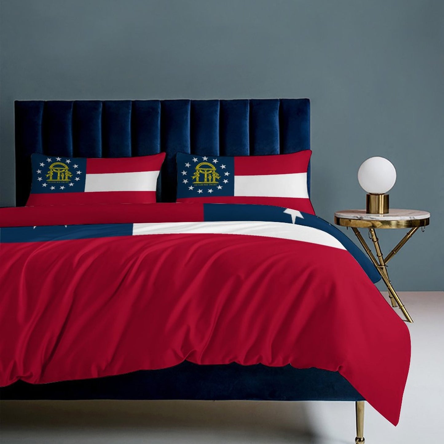 Georgia Flag Inspired 3-Piece Bedding Set (1 Duvet Cover + 2 Pillow Shams) – 102"×90"