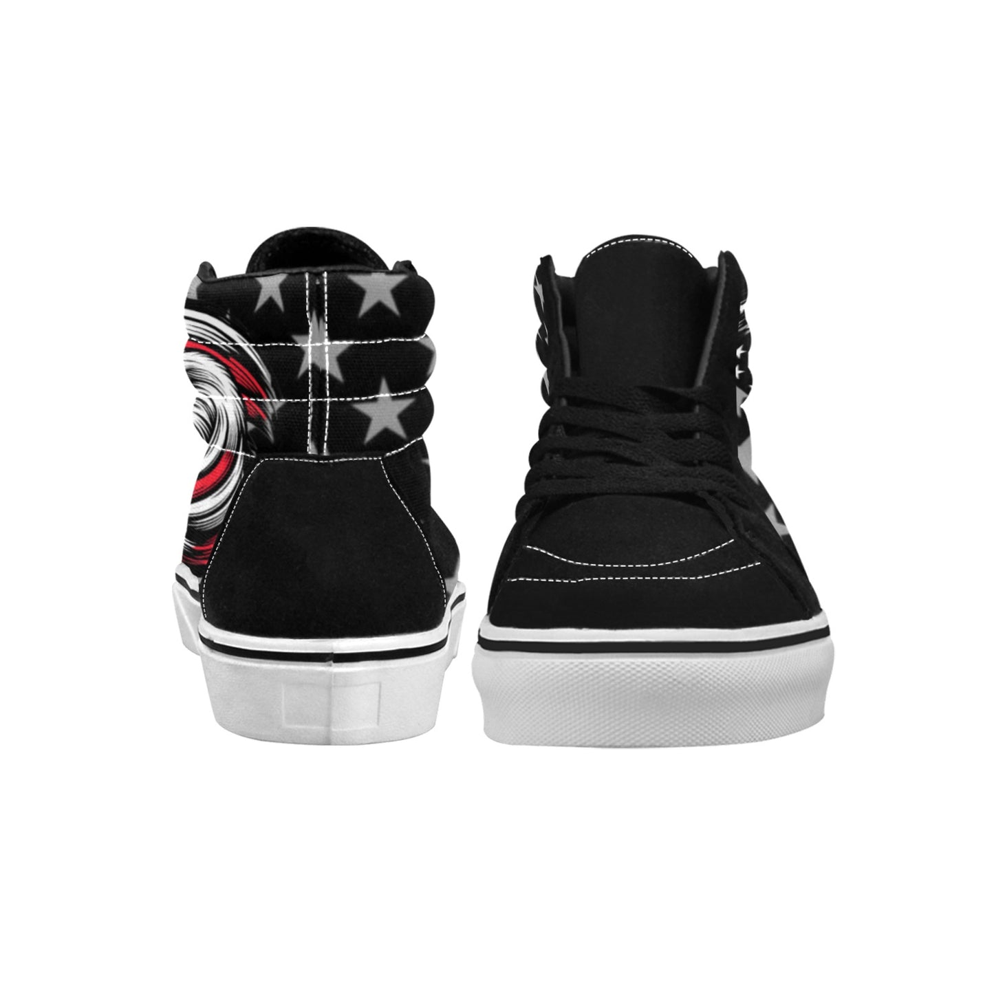 Thin Red Line Flag Inspired Eagle Men's High Top Canvas Shoes