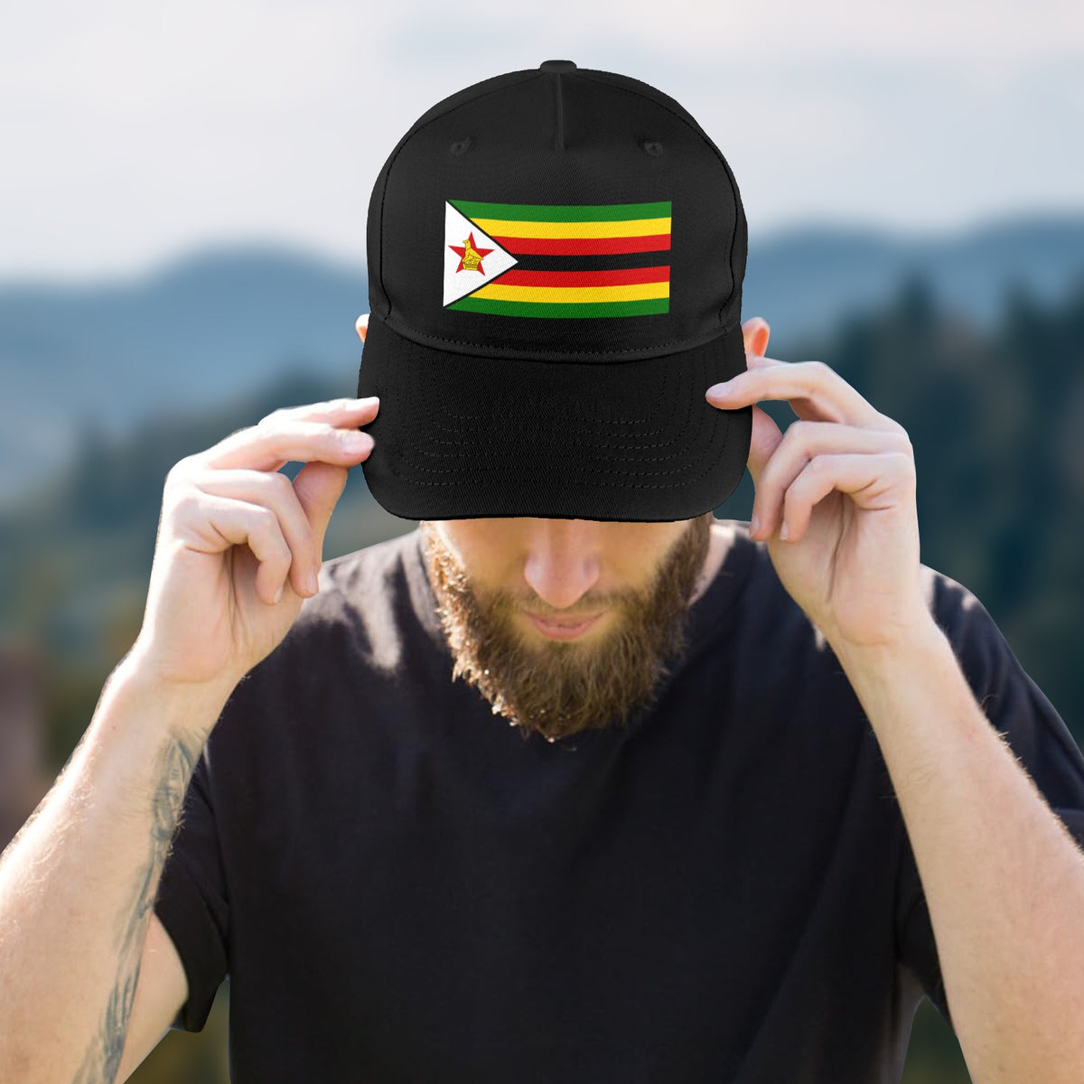 Zimbabwe Flag Inspired Baseball Cap | Printed in the USA