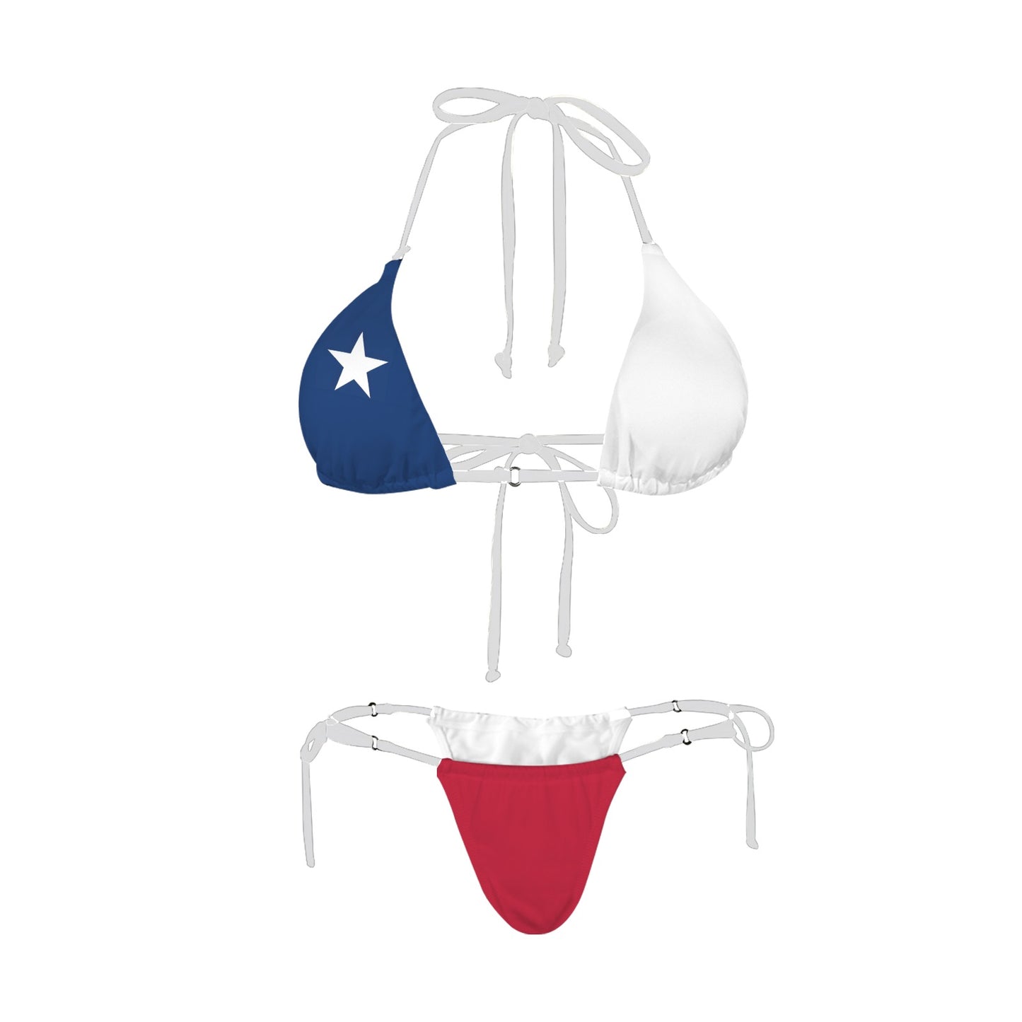 Luv My Flag Texas-themed bikini with star design elements.