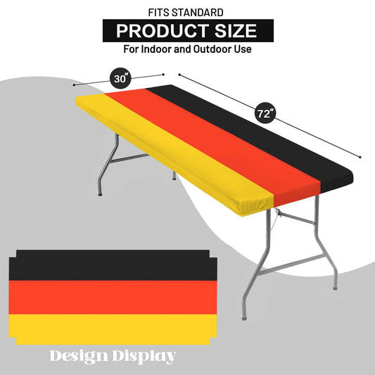 Germany Flag Inspired Custom Elastic Fitted Tablecloth 72x30 inch (Made in the USA)