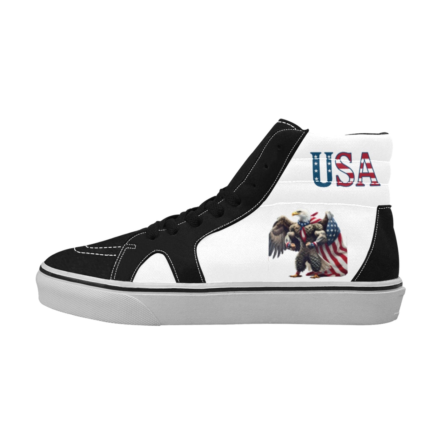 USA/American Flag Inspired Eagle "USA" Women's High Top Canvas Shoes