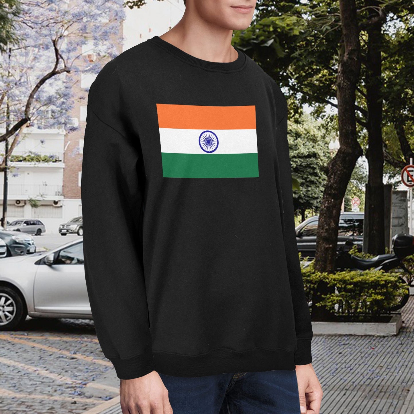 India Flag Unisex Fleece Sweatshirt (Made in the USA)