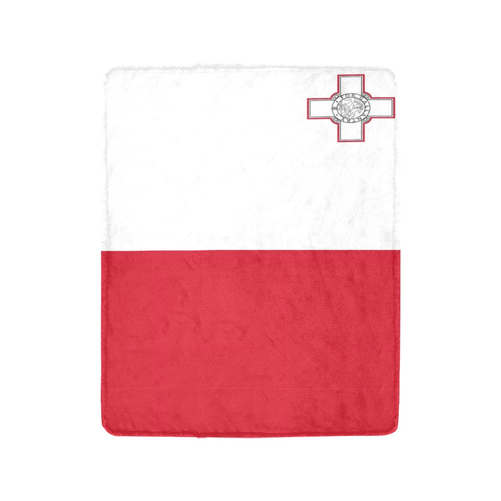Red and white blanket featuring Malta flag, Luv My Flag.