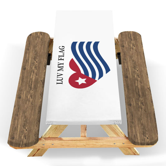 LUV MY FLAG LOGO Picnic Table Cover (72" x 30") (Made in the USA)