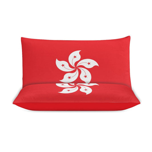 Hong Kong Flag Inspired 3-Piece Bedding Set (1 Duvet Cover + 2 Pillow Shams) – 102"×90"