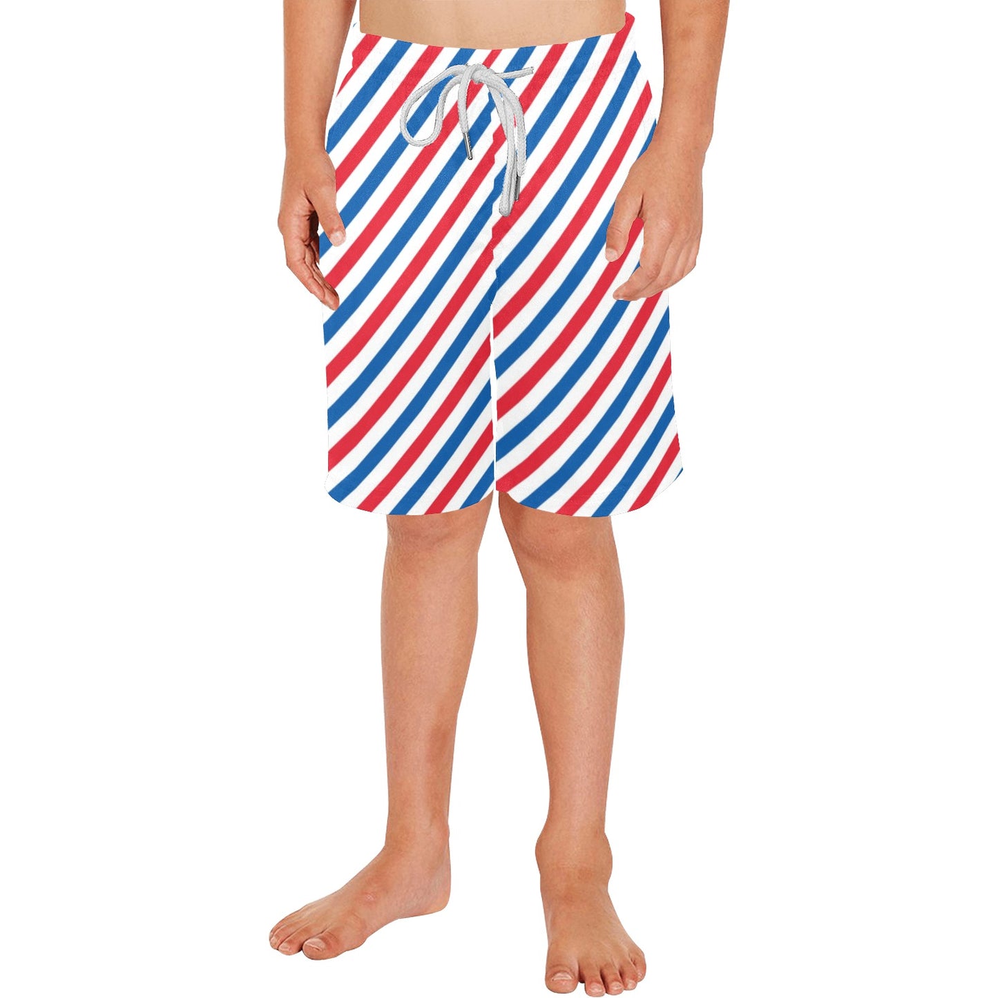 USA/American Flag Stripe Pattern Boys Beach Shorts