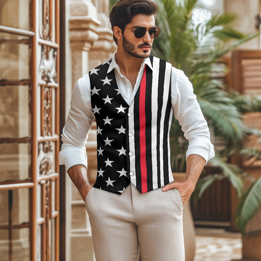 Thin Red Line Flag Inspired Suit vest jacket