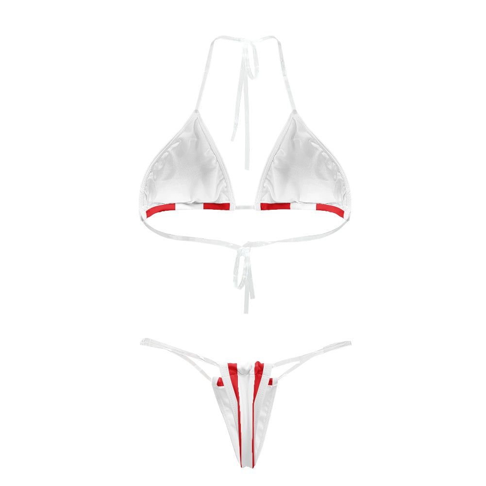 Peru Flag Inspired Transparent String Thong Bikini
