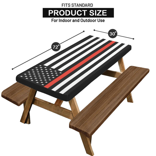 Thin Red Line Flag Picnic Table Cover (72" x 30") (Made in the USA)
