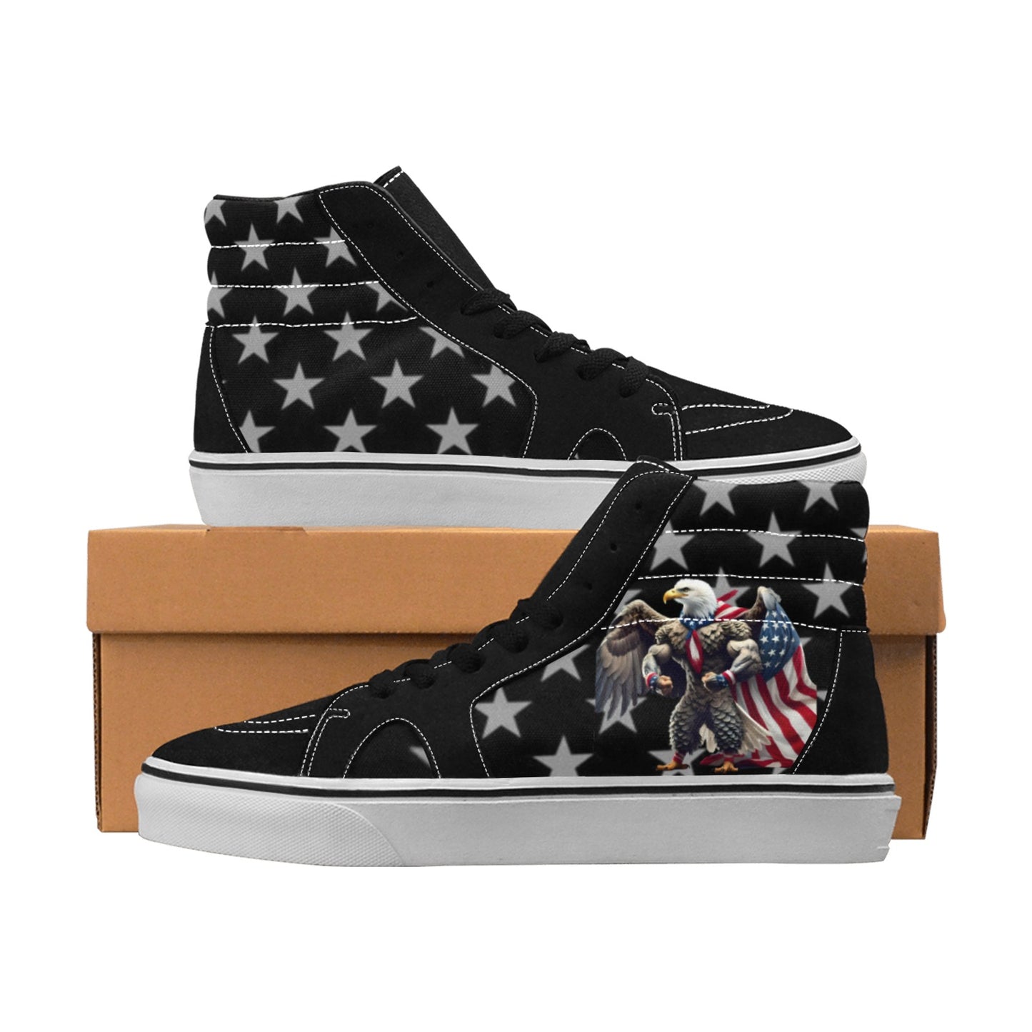 USA/American Flag Inspired Eagle Women's High Top Canvas Shoes