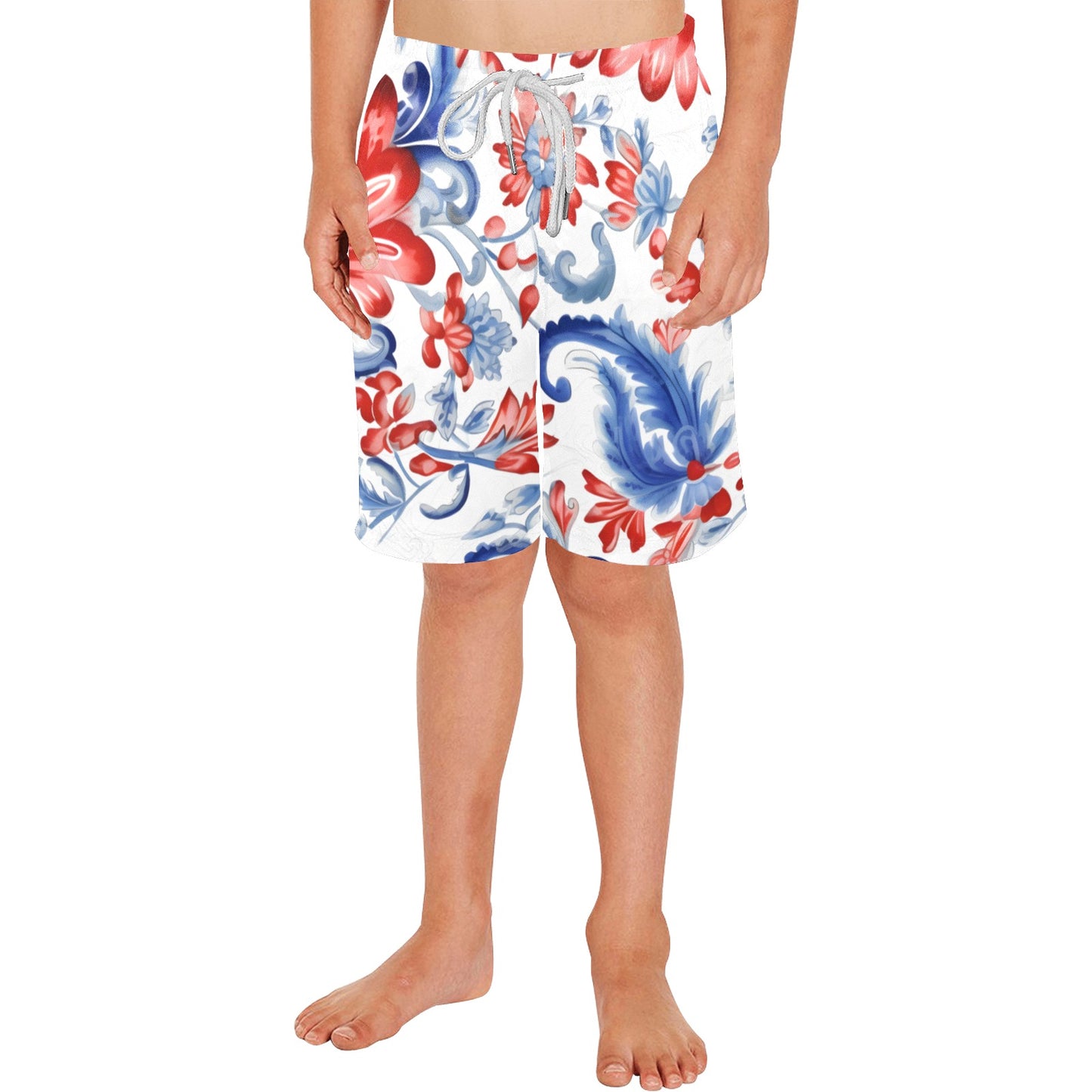 USA/American Flag Red White & Blue Pattern Boys Beach Shorts