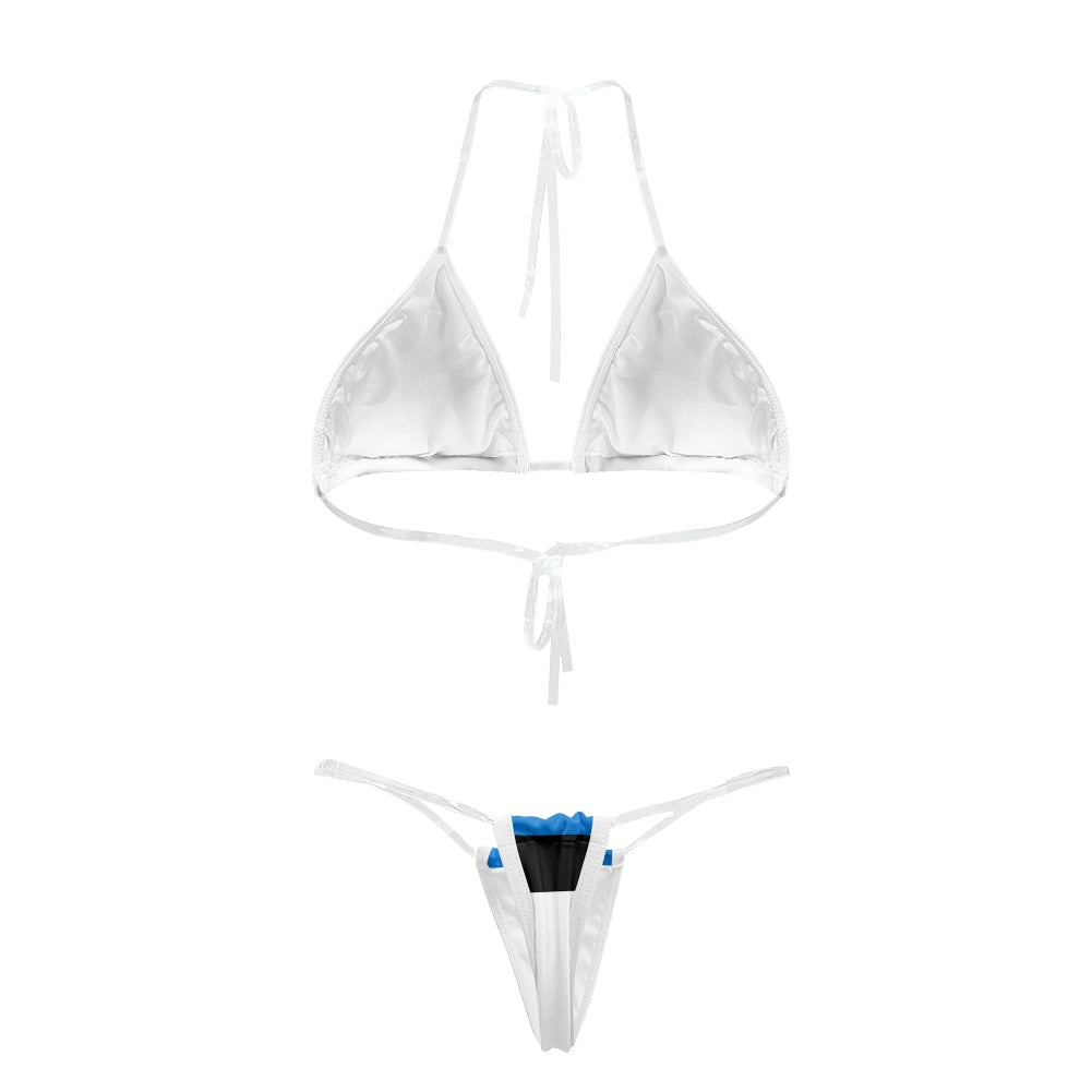 Estonia Flag Inspired Transparent String Bikini