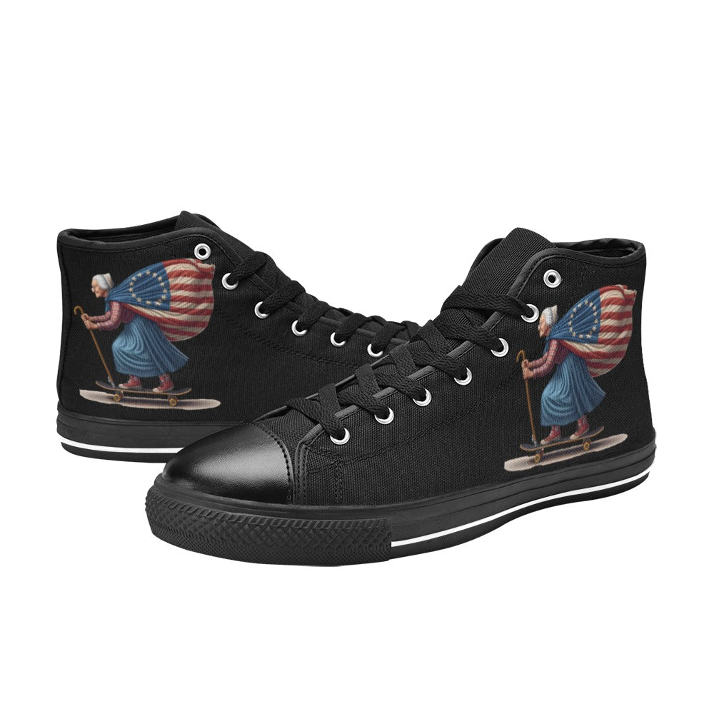 USA/American Betsy Ross Skater Mens High Top Canvas Shoes