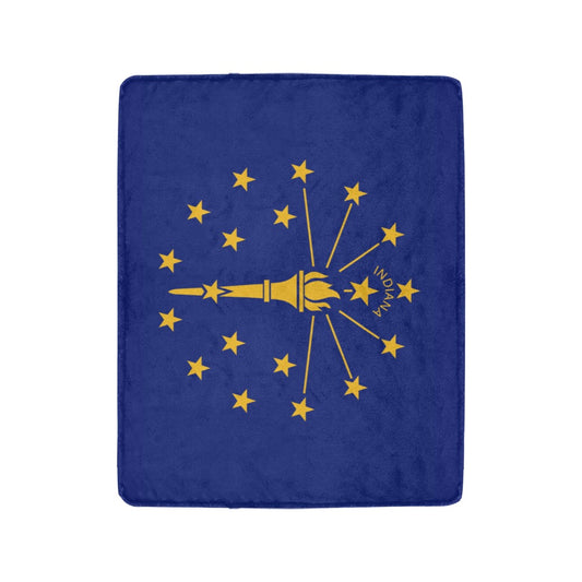 Blue Indiana flag blanket with yellow design, Luv My Flag.