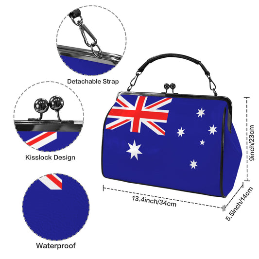 Australia Flag Inspired Kisslock Crossbody Shoulder Bag-Large