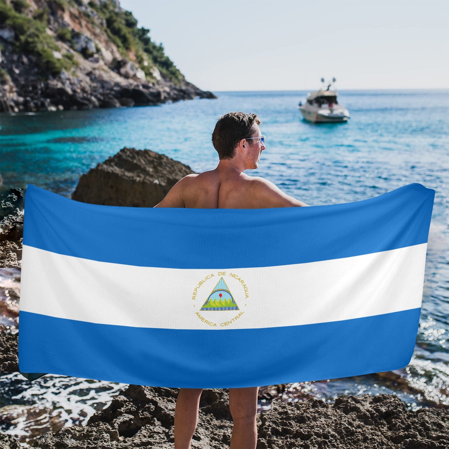 Nicaragua Flag Beach Towel 31"x71" (Made in USA)