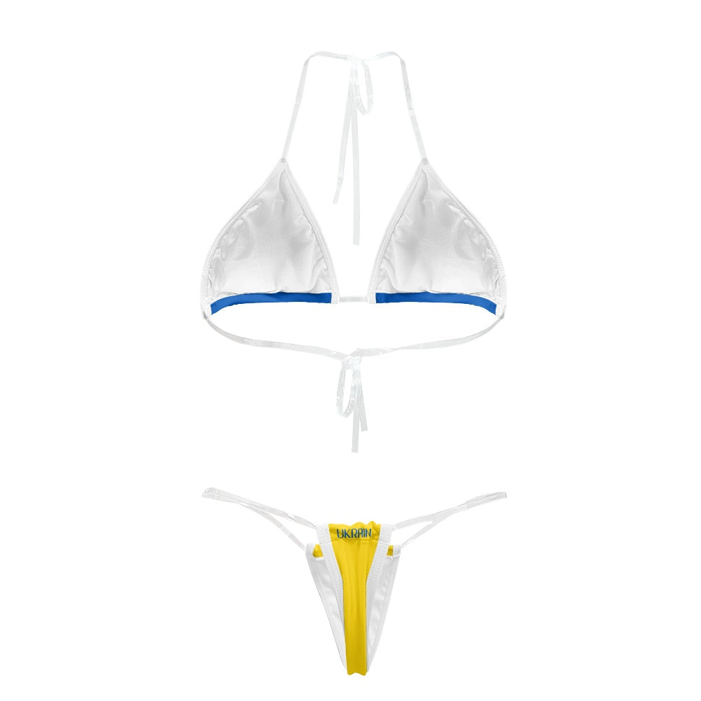 Ukrain Flag Inspired Transparent String Thong Bikini