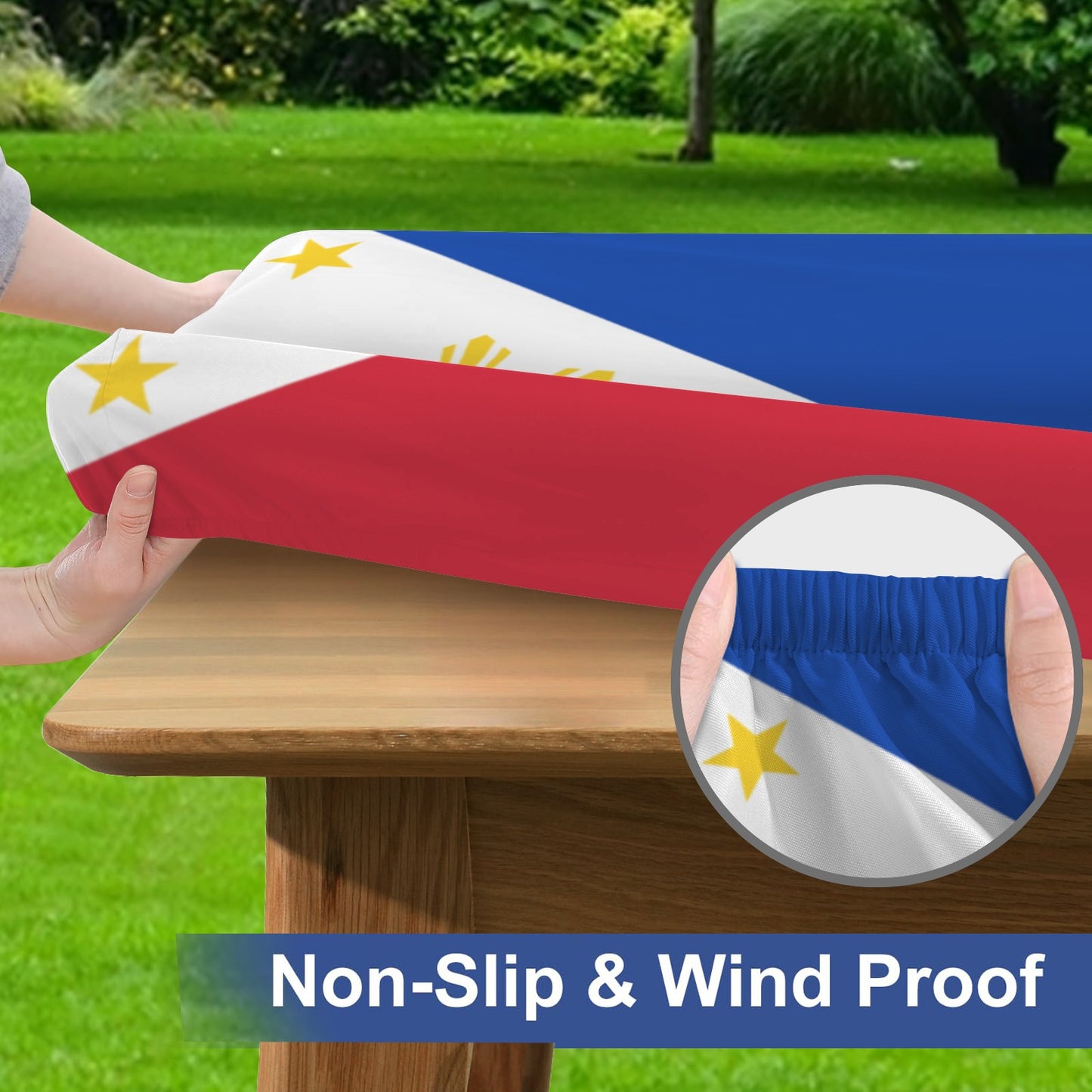 Philippines Flag Picnic Table Cover (72" x 30") (Made in the USA)