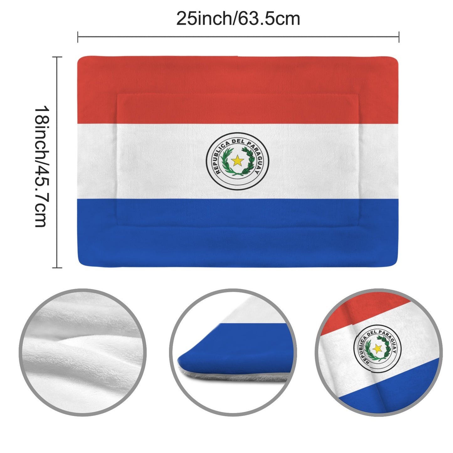 Paraguay Flag Inspired Pet Mat 25x18inch (Made in the USA)