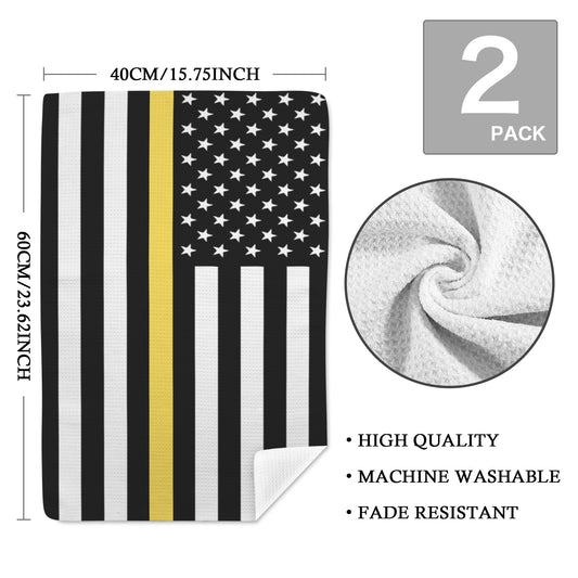 Thin Gold Line Flag Inspired Kitchen Towel 40X60cm (Pack of 2) (Made in the USA)