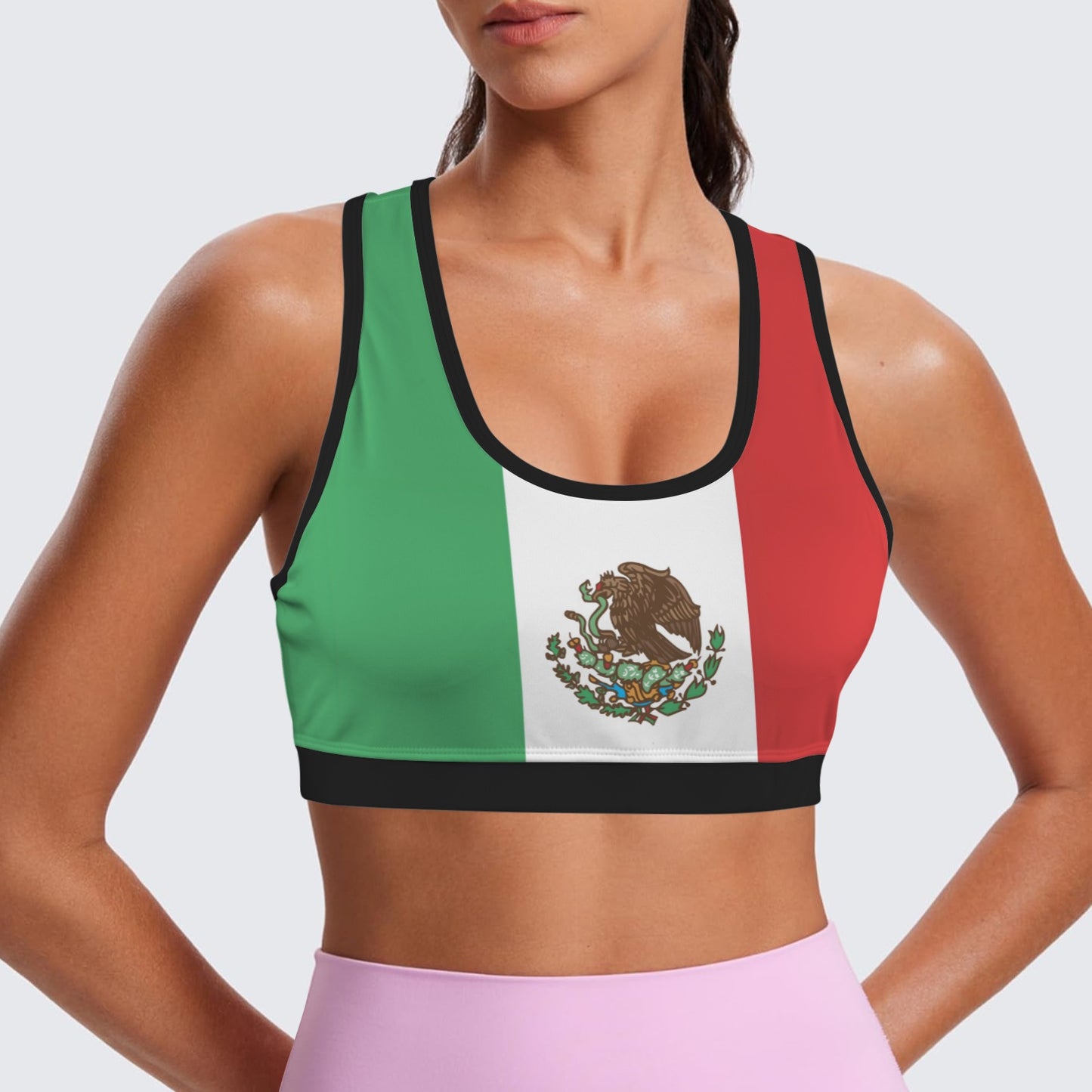 Mexico Flag Racerback Sports Bra