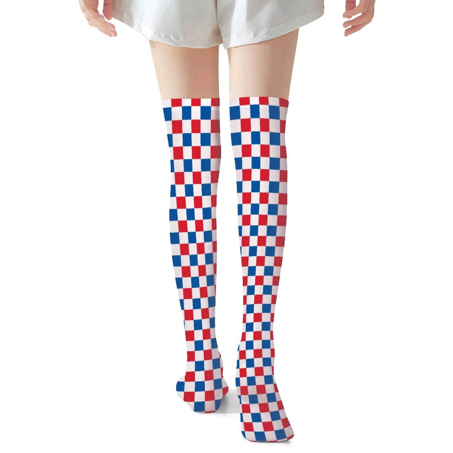 USA/American Flag Inspired Checkered Design Trendy Stockings(Long)