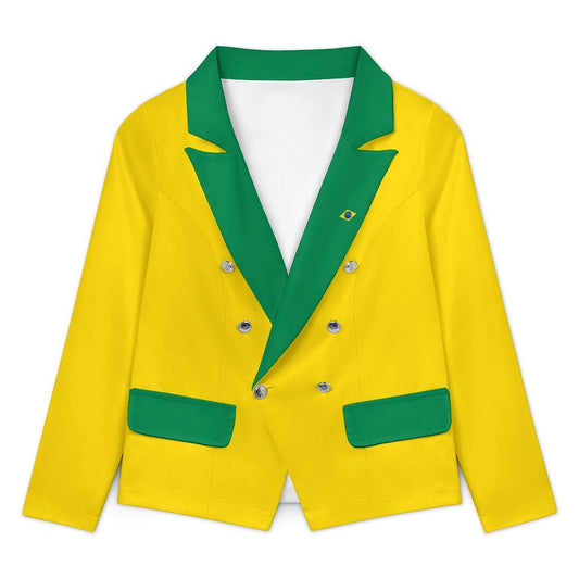 Brazil Flag Inspired Women’s Double Breasted Blazer
