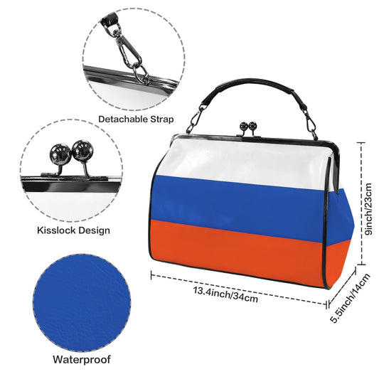 Russia Flag Inspired Kisslock Crossbody Shoulder Bag-Large