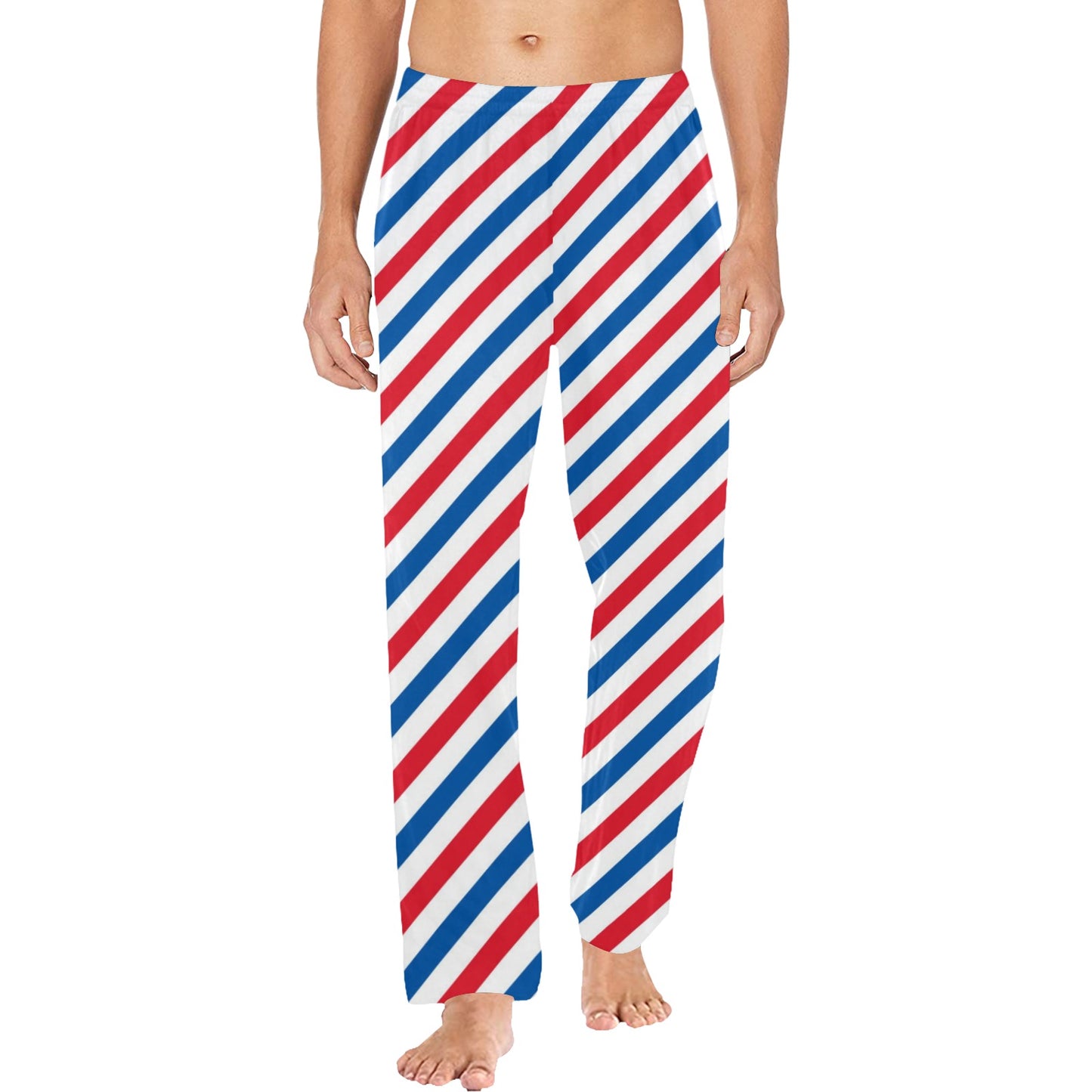USA/American Flag Inspired Striped Pattern Men’s Pajama Trousers with Pockets (Made in the USA)