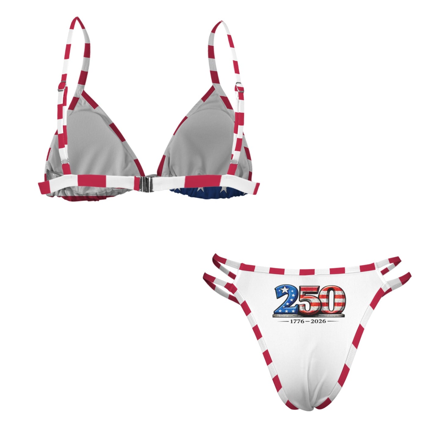 America 250 Year Anniversary USA/American Flag Inspired Double-Strap Triangle Bikini Set