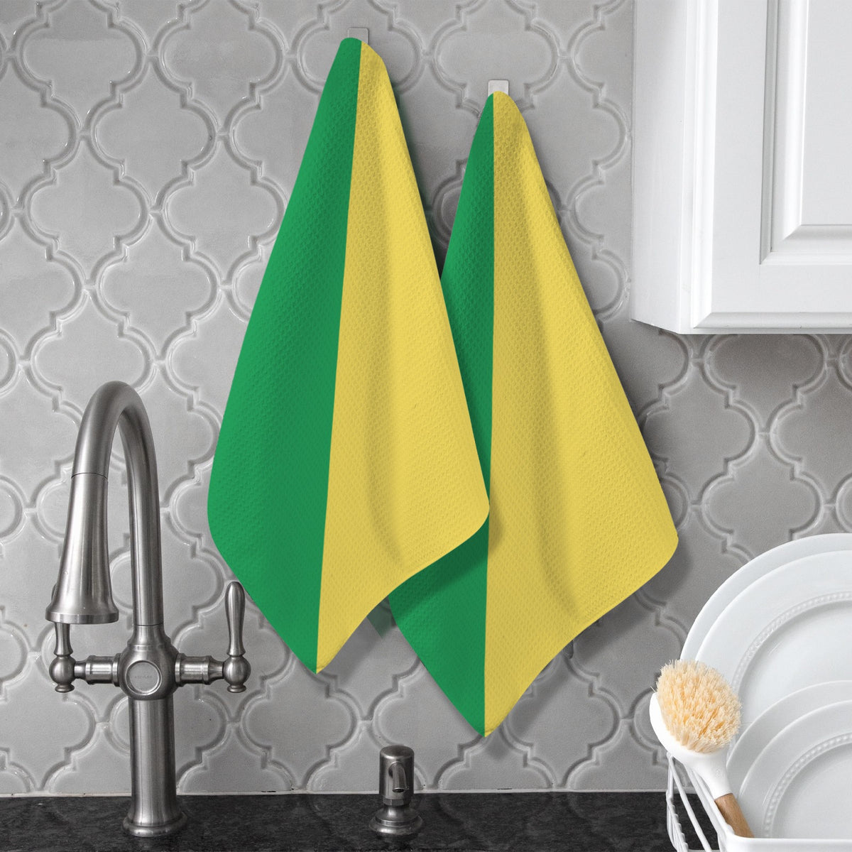 Republic of the Congo Inspired Flag Kitchen Towel 40X60cm (Pack of 2) | Printed In the USA
