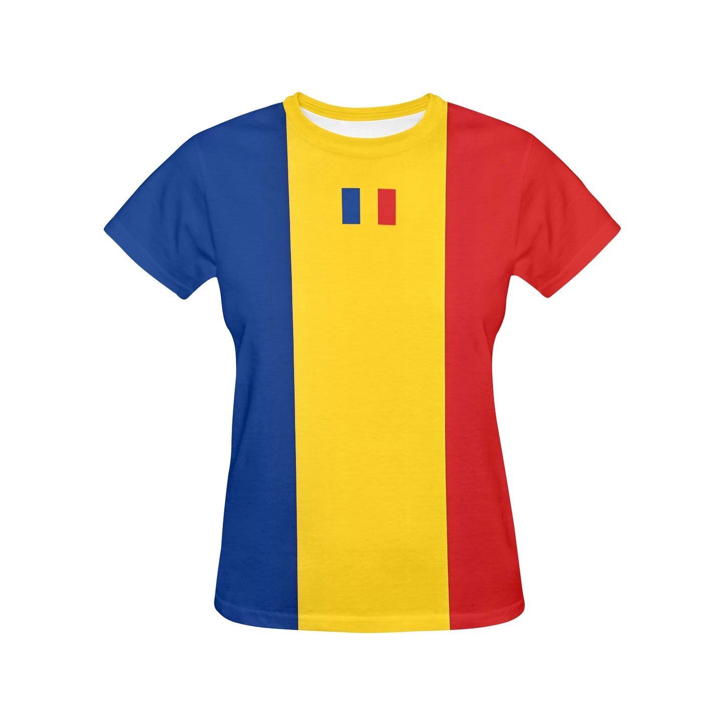 Romania Flag Inspired Women's All Over Print Crew Neck T-Shirt(T40-2)(Made in Queens)
