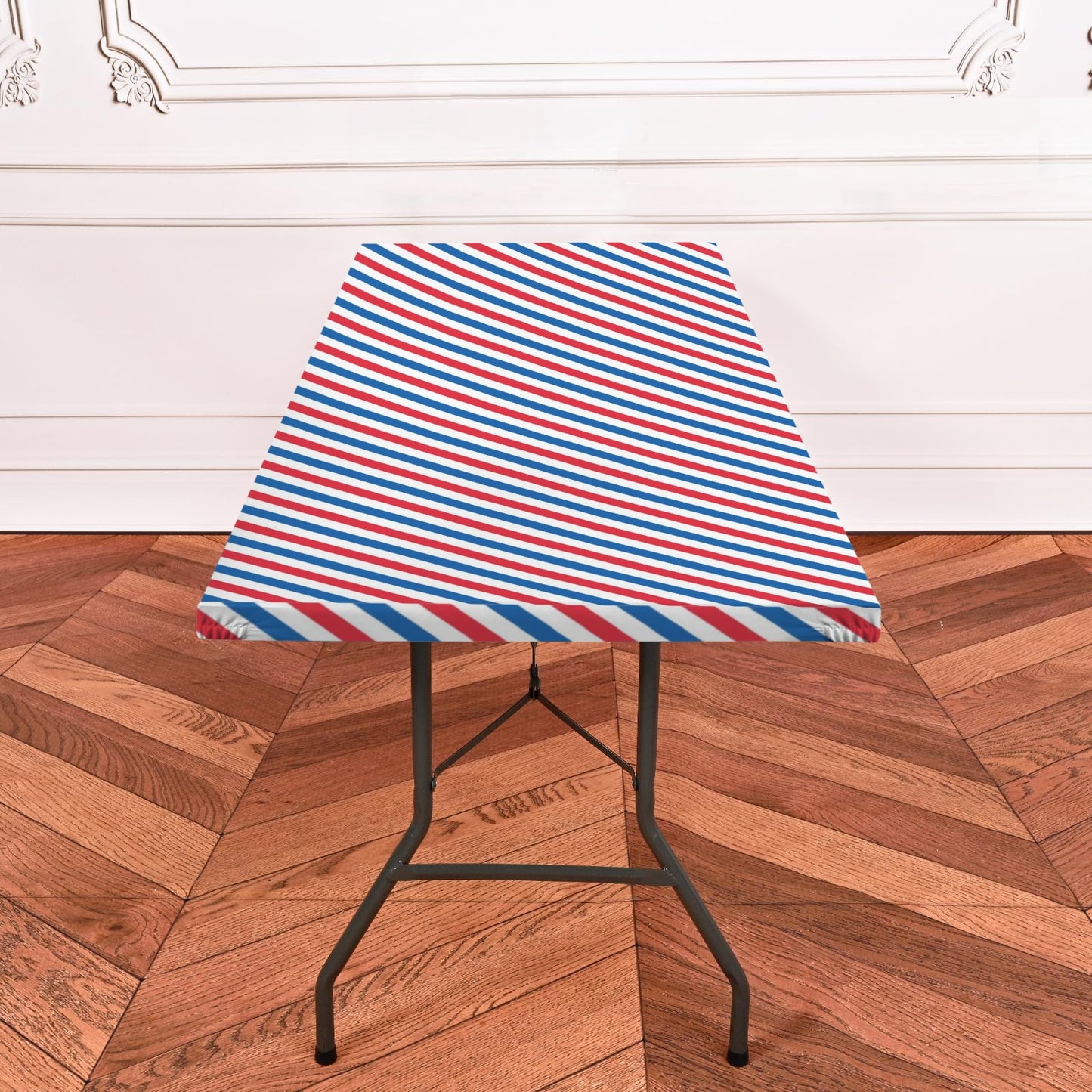 USA/American Flag Inspired Stripes Pattern Custom Elastic Fitted Tablecloth 72x30 inch (Made in the USA)