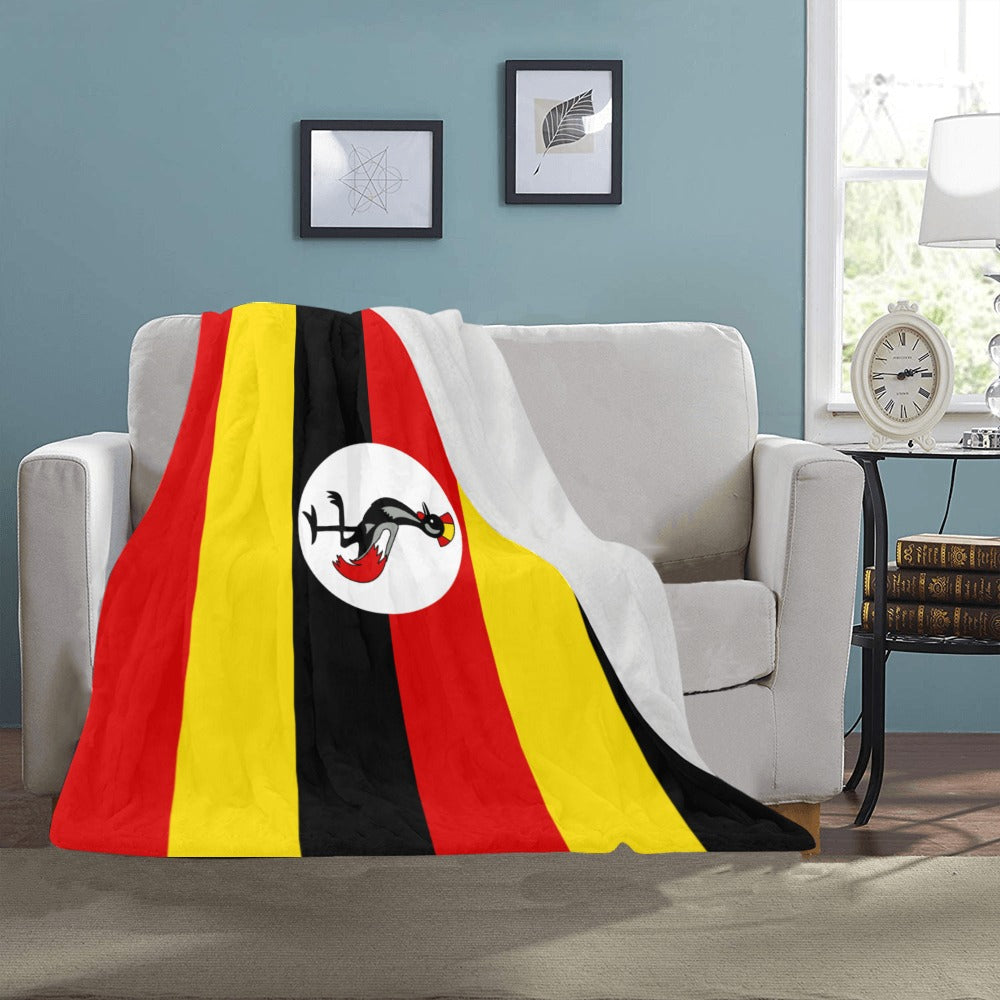 Cozy Luv My Flag blanket featuring Uganda flag design.