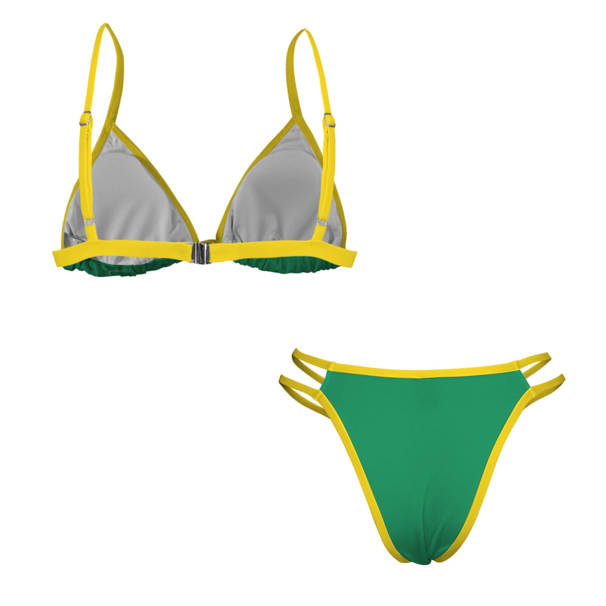 Brazil Flag Inspired Double-Strap Triangle Bikini Set Style-2