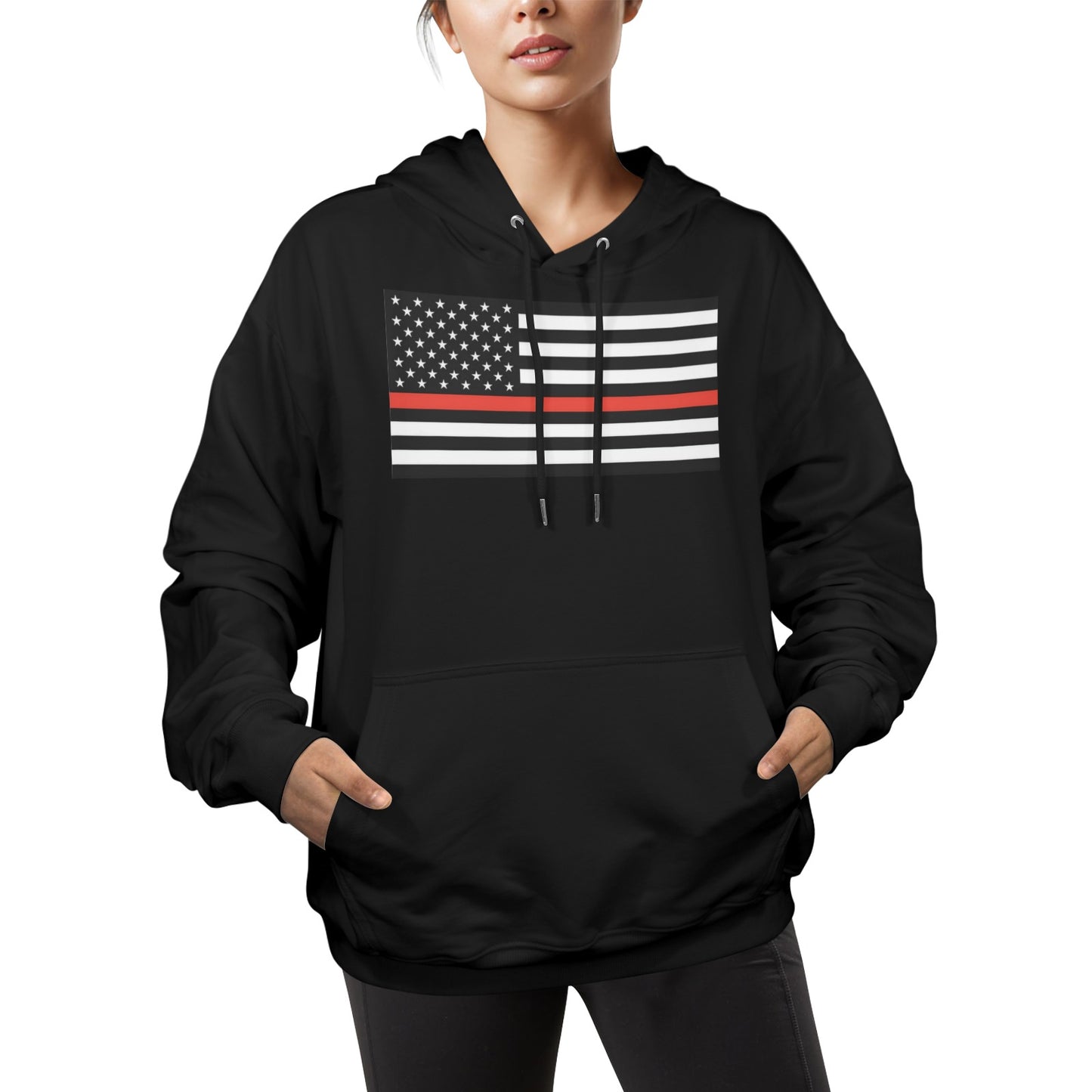 Thin Red Line Flag Women's Hoodie Made in the USA