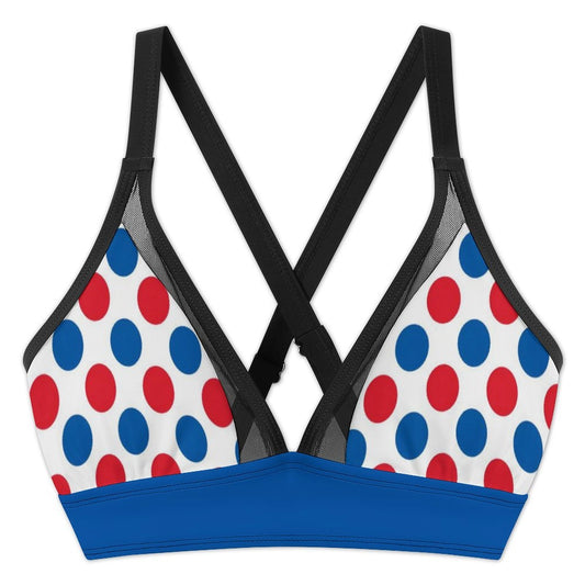 USA/American Flag Inspired Polka Dot Pattern Women's Mesh Drawstring Skirt and Swimsuit Set